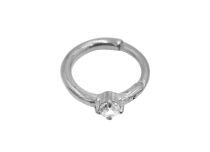 Anel de aço Prata Cristal Dobradiça Branco | Itc