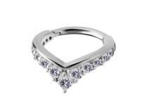 Conjunto de anéis de dobradiça em aço prateado com strass branco | Itc