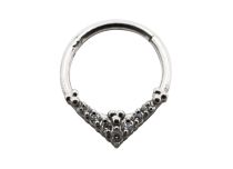 Anel de aço com dobradiça Rhinestone Rhombus | Itc