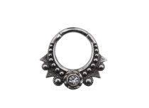 Anel de dobradiça de aço ornamental com strass branco | Itc