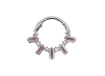 Anel de dobradiça em aço com strass cor-de-rosa | Itc