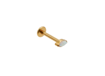 Labret Titane PVD Gold Interne Stérile Oval à Strass Opale Synthétique Blanc