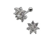 Barbell Acier Fleur à Strass Blanc |Itc