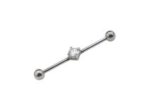 Barbell Acier Industriel Boules 5 mm Strass Centrale Griffée | Itc