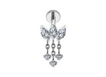 Labret titane ASTM F136 interne 1,2mm feuilles et pampilles cristal blanc | iTC