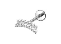 Labret Titane ASTM F136 interne 1,2x8 arc double rang&eacute;ee strass blanc | iTC