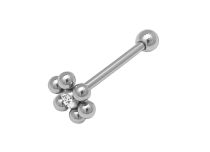 Barbell Acier Multiboule Strass Blanc | Itc