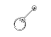 Barra de aço 10 mm Anel e bola de strass | Itc