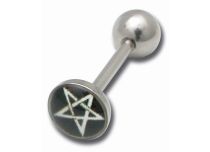 Barbell Acier Disque 8 mm motif étoile Satanique Blanche | Itc