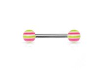 Barbell Aço 1,6 x 16 mm Bolas 6 mm Acrílico Ondas Coloridas |Itc