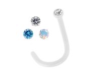 BioFlex 1 mm Titanium Nose Stud Coloured Crystal | Itc