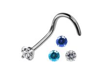 Pino de nariz em titânio 0,8 mm Cristal riscado 2 mm colorido | Itc