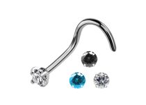 Pino de nariz em titânio 0,8 mm Cristal riscado colorido 2,5 mm | Itc