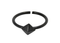 Anel de aço Preto flexível com padrão de diamante | Itc