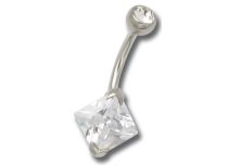 Banane Acier Serti Cristal Blanc Griffé Carré 8 mm | Itc