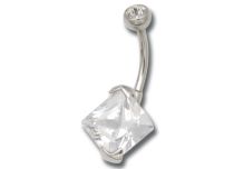 Banane Acier Serti Cristal Blanc Griffé Carré 10 mm | Itc