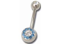 Banane Acier Multi Cristal Bleu et Blanc à Boules 5 / 8 mm | Itc