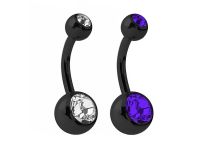 Banana Aço Preto Duplo Cristal Colorido Bolas 5 / 8 mm | Itc