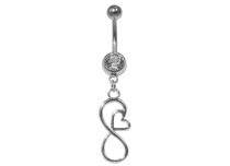 Motivo Infinito de Banana em Aço Fantasia de Cristal Branco com Coração incrustado | Itc