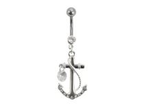 Banana de aço com motivo de âncora e strass Branco | Itc