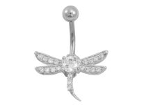 Libélula de cristal branco extravagante Banana de aço com strass | Itc