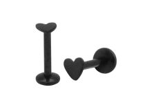 Labret interno de aço com motivo de coração preto | Itc