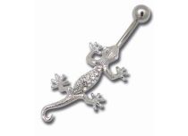 Banane Acier Plaqué Rhodium motif Lézard à Cristal | Itc