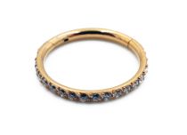 Anel de aço PVD ouro strass dobradiça | Itc