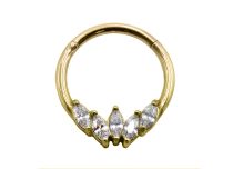 Anel de aço PVD Gold Hinge 5 Strass | Itc