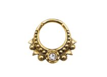 Anel de dobradiça de aço dourado ornamental com strass branco 1.2x8