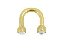 Mini Ferradura de Aço Ouro Fino com Cristal Branco | Itc