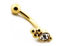Micro Banana Aço PVD Ouro Motivo Tribal com Strass | Itc
