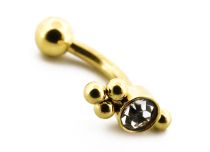 Micro Banana Aço PVD Ouro Tribal Strass | Itc
