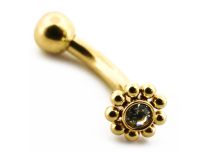 Micro Banana Aço PVD Ouro Redondo Tribal Rhinestone | Itc