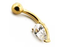 Micro Banana em aço PVD dourado com design de gota de água com strass | Itc