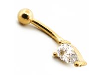 Micro Banana Aço PVD Ouro com Gota de Água Strass | Itc