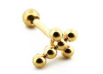 Labret Aço PVD Ouro Cruz 6 Bolas | Itc