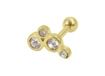 Barbell Aço Ouro Strass | Itc