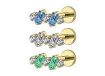 piercing labret dor&eacute; strass couleur