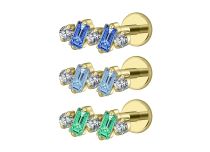 piercing labret doré strass couleur