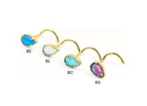 stud nez gold goutte bleu clair