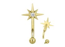 Micro Banana A&ccedil;o PVD Ouro com Gota de &Aacute;gua Strass | Itc