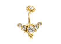 Banane acier PVD GOLD 1.6x10 interne motif arabesque strass