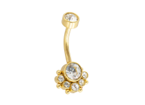 Banane acier PVD GOLD 1.6x10 interne motif double strass