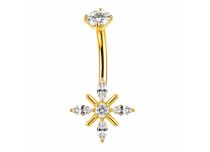 Banane Titane pvd gold  ASTM F136 interne 1.6 mm croix cristaux facett&eacute;s | iTC