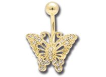 Banane Acier Doré Or fin Cristal motif Papillon à Strass | Itc