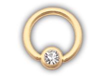 Anel em aço dourado com bola de cristal branco de 4 mm | Itc