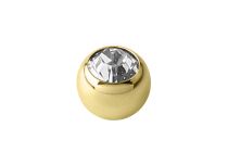 Parafuso de cristal colorido com esfera de aço dourado fino
