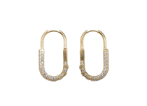 Paires d'oreille allongée PVD Gold Cobalt Chrome CoCr Boucle Multi Strass Blanc