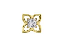 Accessoire interne pvd gold Titane 0.9 motif tr&egrave;fle cristal carr&eacute;  blanc